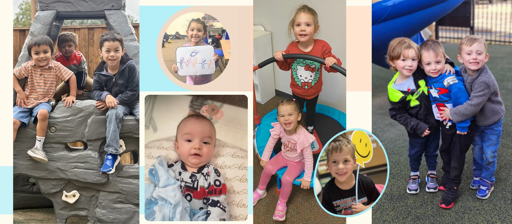 Collage of children learning and playing at Highland Parents Day Out